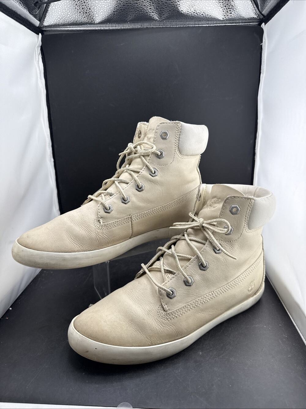 Timberland Brattleboro Sneaker Boots Women’s US 9 Cream Leather Lace Up A18AX